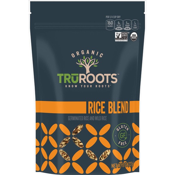 Truroots Trío de arroz germinado café, orgánico, 8 onzas