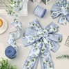 AnyDesign Hydrangea Flower Wired Edge Ribbon Blue Floral Stripe Craft