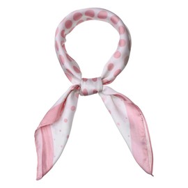 Allegra K 70cm Polka Dots Square Scarf Neck Scarves Kerchief Neckerchief Headband for Women 70 * 70cm/ 27.56 * 27.56 inches(L*W) Pink White