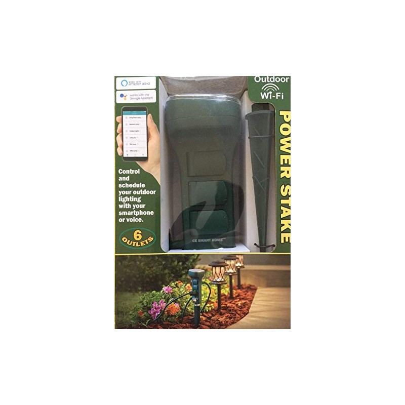 Wi-Fi Smart Home Outdoor Power Stake (6 outlets) Compatible with