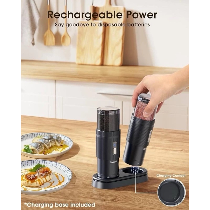 Moriank 2PCS Electric Salt and Pepper Grinder Set Automatic Grinder
