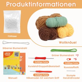 Namner Crochet Set for Beginners, Crochet Hook Set, Crochet for Beginners, Crochet Kit, Sunflower, with Crochet Hooks, Polyester Fibre Filling, Handle Wire, Stitch Markers, Hand Sewing Needles and