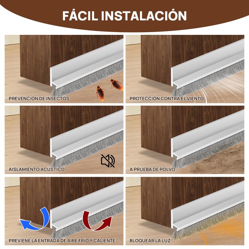 JOALGFDA 2 Pack Guardapolvo y Protector para Puerta, Diseño Integrado