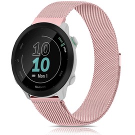 YLK Garmin Bracelet for Garmin Forerunner 165/165 Music/Forerunner 55/Forerunner 245/245 Music/645/645 Music for Men and Women, 20 mm Metal Bracelets, Sports Replacement Strap (Pink)