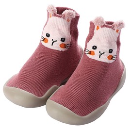 Toddler Baby First Walking Socks Shoes Cute Animal Anti-Slip Breathable Baby Girl Boys Floor Socks Indoor Outdoor（Rabbit）