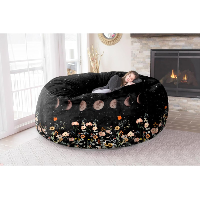 HOWSEESNOW 6FT Giant Bean Bag Chair Cover - Soft Fluffy
