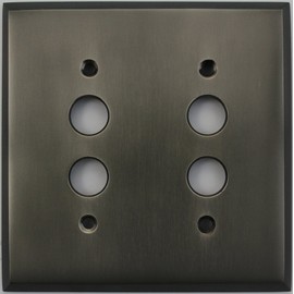 Antique Pewter 2 Gang Push Button Light Switch Wall Plate