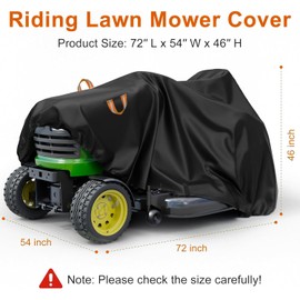 JZAHYUK Riding Lawn Mower Cover, Eventronic 54“ Riding Lawn Tractor Cover, 600D Polyester Oxford, Waterproof Mower Covers Against UV, Dust, Dirt, Wind