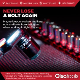 Olsa Tools Magnetic Socket Insert Set 13pc | Metric Sizes Fit 4mm to 14mm | Works with 6 and 12-Point Sockets | Socket Magnetizer for Nuts and Bolts | Professional Grade | Part: 1754