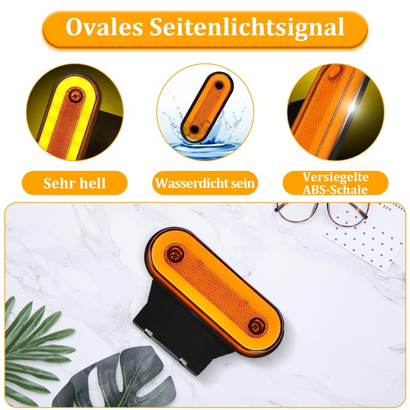 iPalamila 6 Stück 12V/24V Positionsleuchten mit Halterung,LED Begrenzungsleuchte Orange,positionsleuchten led,LKW