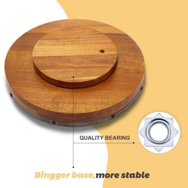 12 Inch Wooden Lazy Susan for Table Top - Acacia Wood Lazy Susan - Decorative Turntable for Table, Kitchen Organizer
