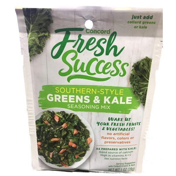 Concord Foods Southern Style Greens & Kale Seasoning Mix (Pack of 4) 1 oz Packets