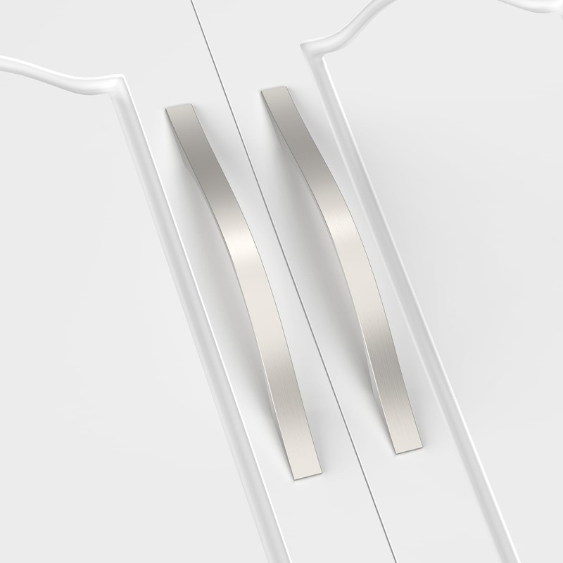 FURNIWARE Pack of 10 Brushed Nickel Kitchen Handles, D-Shape Drawer