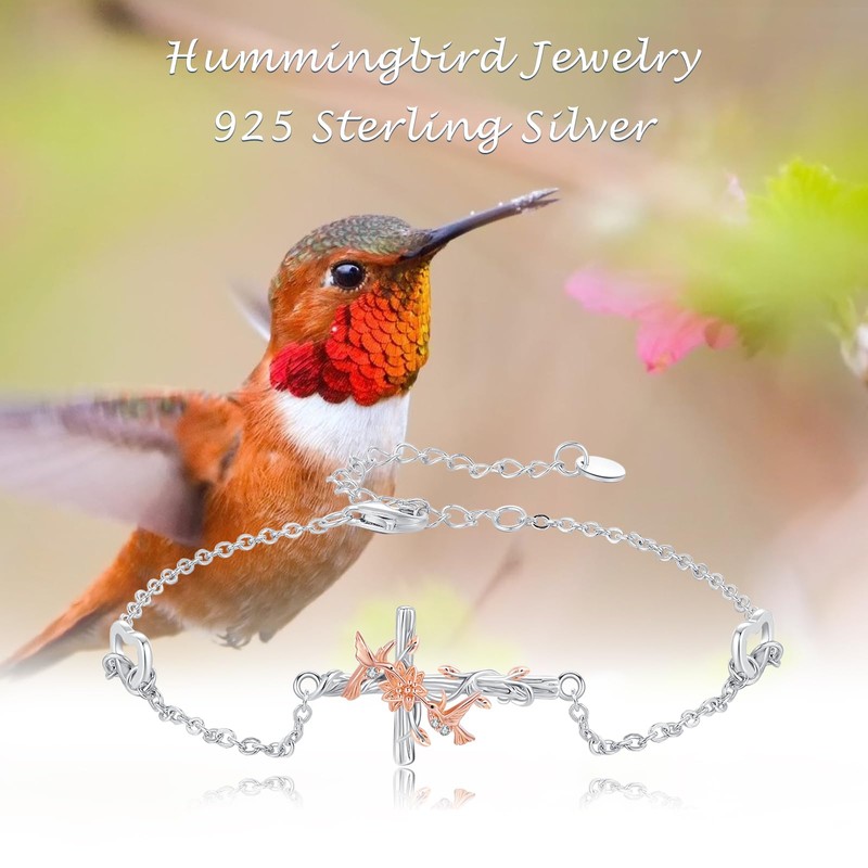 Aututer blue bracelet (A01-White gold-Cross Hummingbird, Hummingbird)
