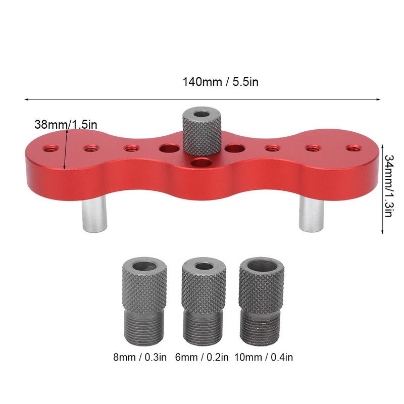 Woodworking Dowel Drill Guide Jig Positioner Aluminum Alloy 6/8/10mm Hole