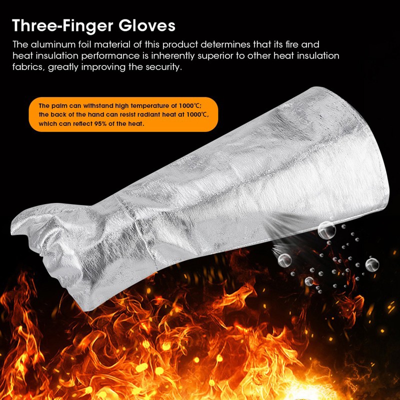 2Pcs ThreeFinger Thicken Cotton Welding Gloves 1000℃ Radiant Heat Fire
