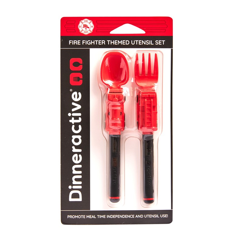 Dinneractive Utensil Set for Kids – Red Firefighter Themed Fork