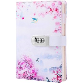 ZXHQ Diary with Lock for Girls and Women, Secret Lock Journal with Exquisite Pattern Design, Refillable Faux Leather Journal Writing Notebook, Size A5(8.5 × 5.9 Inch)