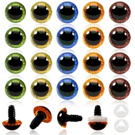 TOAOB Pack of 20 Safety Eyes for Crochet Animals, Doll's Eyes, Glitter, 23 mm, Plastic Craft Eyes, 5 Colours, Button Eyes with Washers, Doll, Puppet, Plush Toy, Teddy Eyes