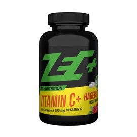 Zec+ Nutrition Vitamin C High Dose - 240 Vitamin C Capsules Each 500 mg Vitamin C Ascorbic Acid and 25 mg Rosehip Extract Made in Germany