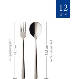 Villeroy & Boch Daily Line Specials Spaghetti Cutlery Set, 12 Pieces, Dishwasher Safe, Pasta Cutlery, with Spaghetti Fork / Pasta Fork and Spaghetti Spoon/Pasta Spoon, Fork and Spoon, Stainless Steel