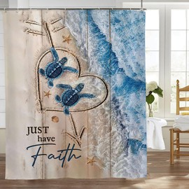 banonaty Beach Sea Turtle Shower Curtain Summer Blue Ocean Turtle Shower Curtains for Bathroom Motivational Animal Plastic Shower Curtain with Hooks Waterproof Polyester Fabric Bathroom Decor 60x72In