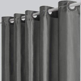No Hook Stall Size Shower Curtain,48 x 84 Inch Small Half Narrow Shower Curtain Liner,Waterproof Fabric Bathroom Curtains with 6 Plastic Split Grommets,Hotel Grade Machine Washable,Dark Grey