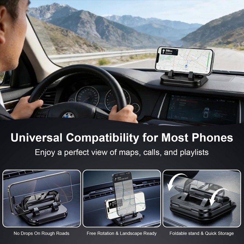 Tomvoc Car Phone Holder 360 Degree Rotation, Car Navigation Dashboard