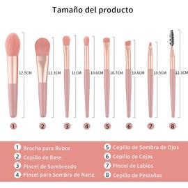 Brochas para Maquillaje, Real Techniques Brochas de Maquillaje De Viaje, Mini Brocha Profesional Kit 8 Pcs, Brocha Alta Calidad Para Cara Y Ojos, Con Bolsa 8 Pcs Kit (Naranja)