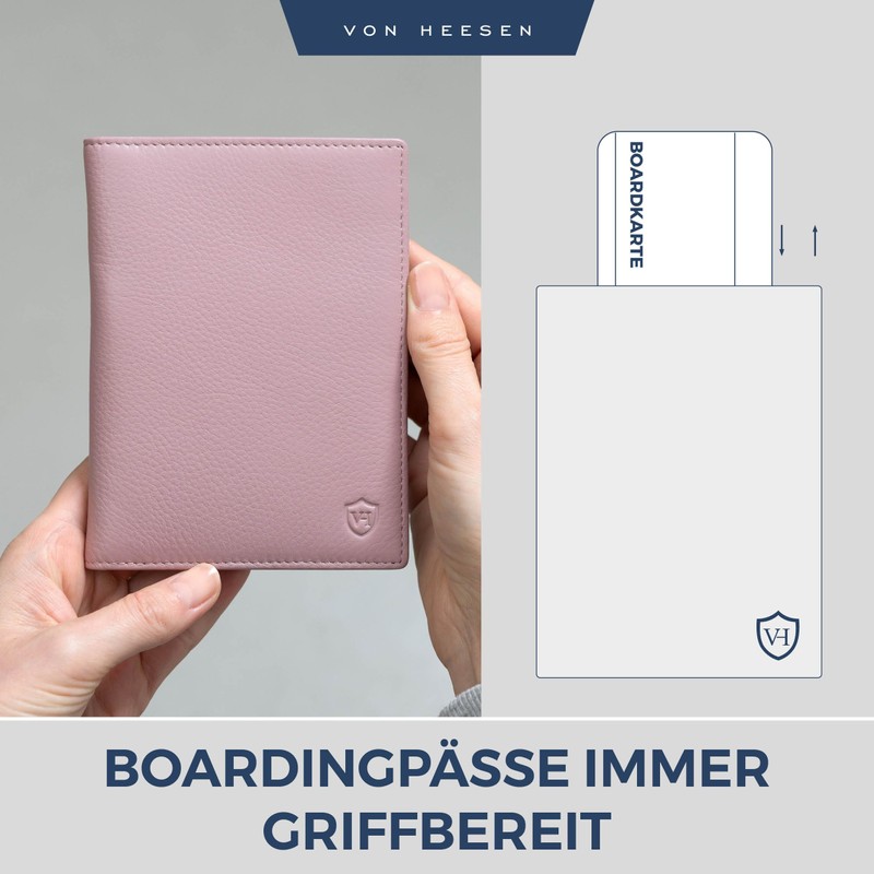 VON HEESEN Passport Holder Leather with RFID Protection for Men