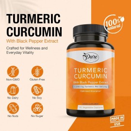 Pure By Nature Turmeric Curcumin with Black Pepper Extract 10 mg Capsules,...