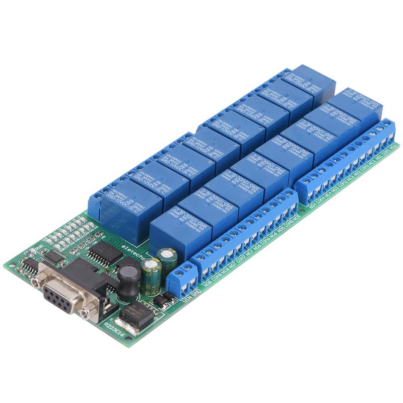 Jeanoko RS232 DB9 Female Interface 16-Channel Relay Board Serial Port