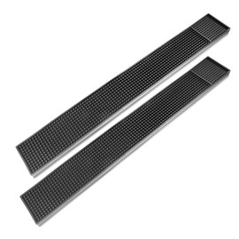 ProTensils Rail Bar Mat 23" x 3.25" Black Rubber Bar Mats, Bar Service Spill Mats for Counter-Top (2 Pack)