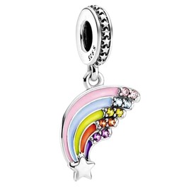 BEEUVIP Colourful Rainbow Dangle Charm 925 Sterling Silver Bead for Charm Bracelets and Necklaces, Birthday Mothers Day Jewelry Gifts Women
