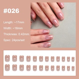【NEW ARRIVALS!】 Press on Nails French Tip Bling Coffin Short Almond Fake Nails with Designs Glue on Nails Long Glossy Gradient Medium False Nails Reusable Full Cover Thick Nail Acrylic Stick on Nails for Women Girls 24 Pcs:_026