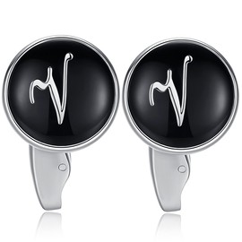 HONEY BEAR Letters Initials Letter Cufflinks Men's Stainless Steel Wedding Cufflinks Cuff Links Black, Copper, No Gemstone