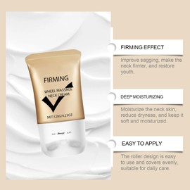Straffende Halscreme mit Roller-Applikator, Neck Firming Cream mit Kollagen, Intensivpflege für einen jugendlich gestrafften Hals- und Dekolletébereich, Reduziert Falten, Verbessert die Elastizität