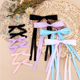 AMCAMI 4 pcs bow hair clips for women and 6 small ribbon hair clips set hair bows for women hair bows for hair accessories for girls hair ribbon alligator hair clips