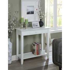 Convenience Concepts American Heritage 1 Drawer Hall Table with Shelf, White