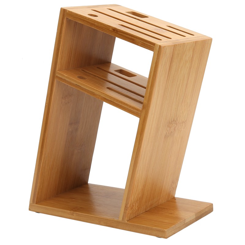Bamboo Knife Holder Inclined Kitchen Knife Holder Multifunctional Bamboo Rack