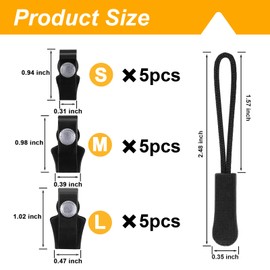 FloralGrace 15 Piece Universal Zip Repair Kit, Instant Zipper Fix Kit, Mini Adjustable Zipper Repair, Non-Slip Metal Zipper Fix (Large, Medium, Small)