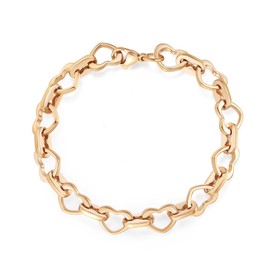 mnmoom Heart Bracelets for Women Stainless Steel with Rose gold, gold plating Heart links bracelets (14k gold-7 in)