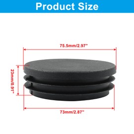 Bonsicoky 12 Pack 3 Inch (76mm) Round Plastic Hole Plugs, Black Pipe Tubing End Cap for Round Metal Tube