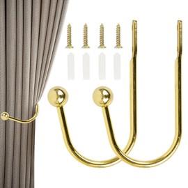 Pack of 2 Gold Curtain Tiebacks U-Shape Tiebacks Curtains Holdbacks Curtains Tiebacks for Curtains Metal Curtain Tieback Hooks for Living Room Bedroom Dining Room Bathrooms