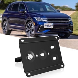 Front Bumper Tow Hook License Plate Mount Bracket Holder No Drill Adapter Compatible with Volkswagen Tiguan 2018-2023; Tiguan R 2020-2023