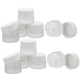 Matt Glass Jar 15 ml with White Plastic Lid, Empty Jar, Kosmetex Glass Jar, 10 x White