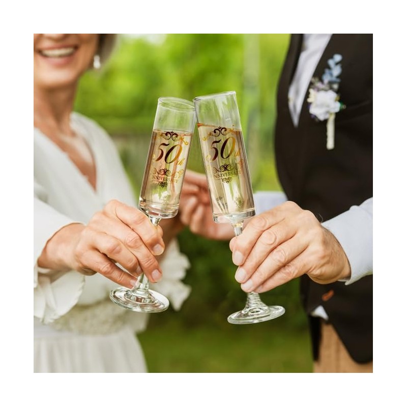 Urllinz 50th Wedding Anniversary Champagne Flutes Gifts-50th Anniversary Decorations,Best Anniversary