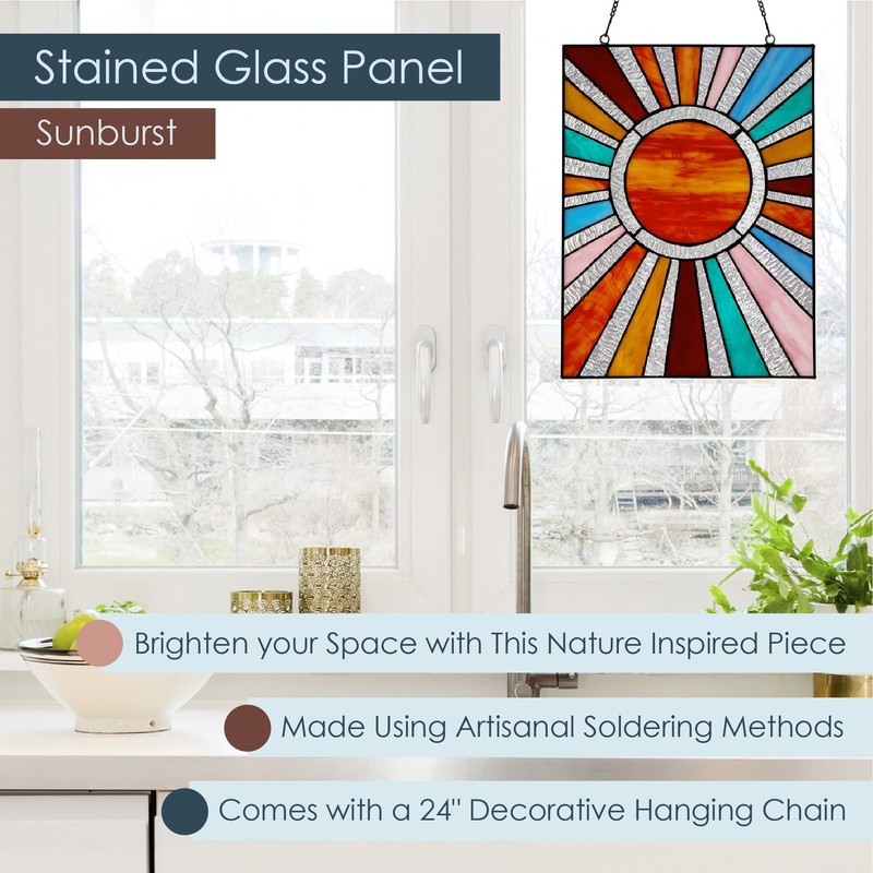 RIVER OF GOODS 14.5" Stained Glass Window Panel - Tiffany-Style