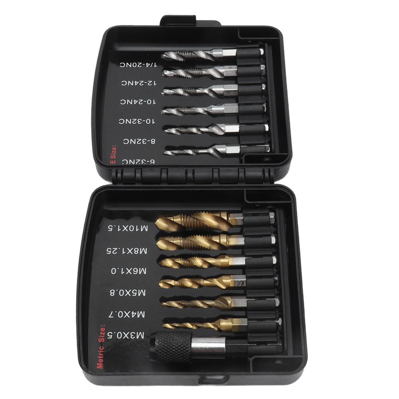 Combined Tap Drill Bit Set HSS Metric Ti Plated System