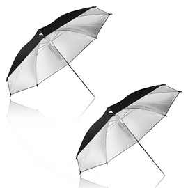 2 Pack Photography Umbrella Lighting Kit, 43inch Black & Silver Reflector Umbrella for Studio/Outdoor Photo and Video Lighting Accessories (2Pack(43" Black+33" Black))